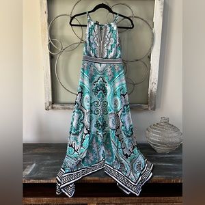 INC scarf style dress with Asymmetrical hem.  Sz XS